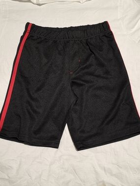 Marvel Men's Black Athletic Shorts with Red Side Stripe